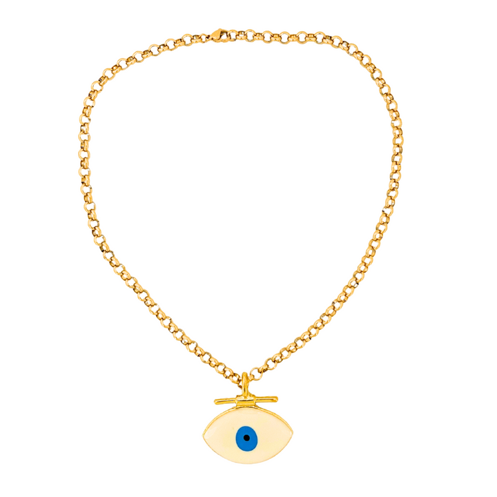 Boho Eye Amulette Necklace | White