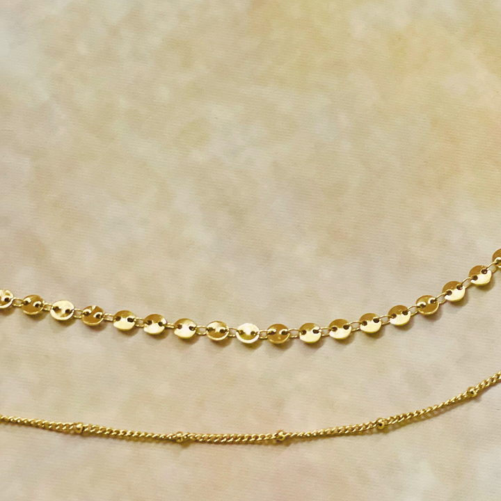 Set of 2 Layer Necklace | Gold