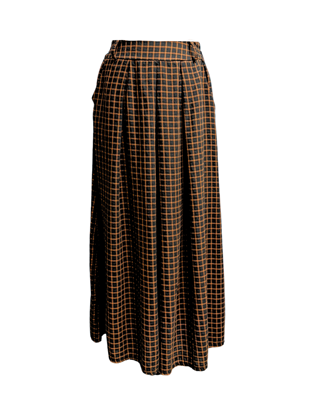 Gisela Checked Maxi Skirt (Black, Burgundy)