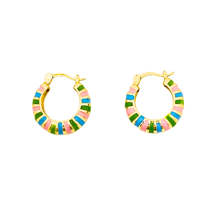 Boho Enamel Stripe Hoops | Pastel Rainbow