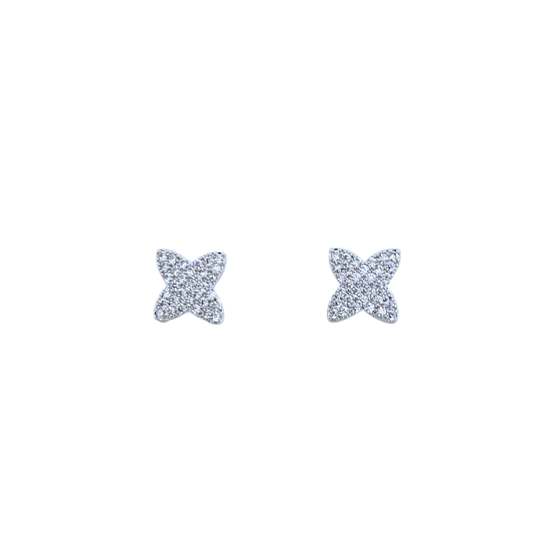 Clover Diamante Stud Earrings | Silver