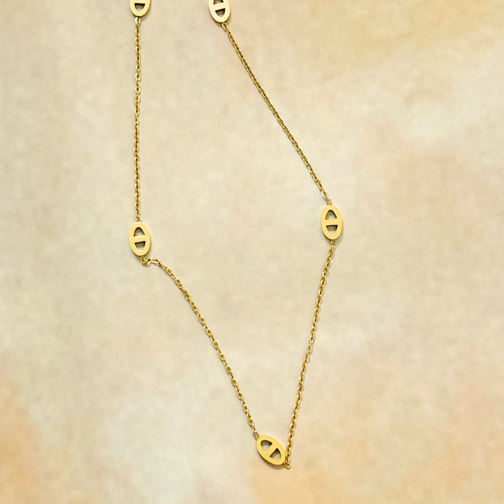 Oval Chain Long Stainless Steel Necklace | Gold