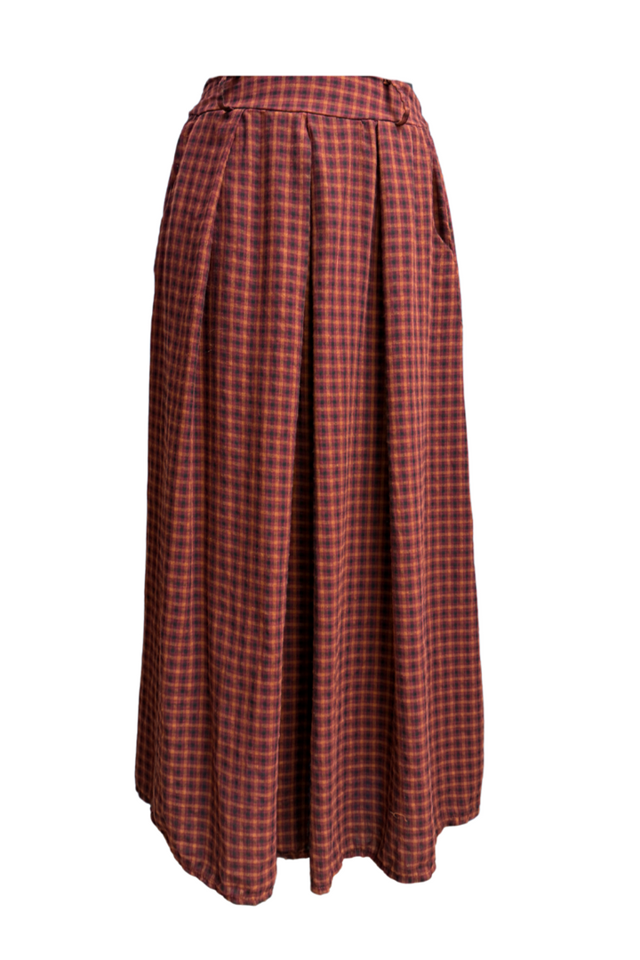 Gisela Checked Maxi Skirt (Black, Burgundy)