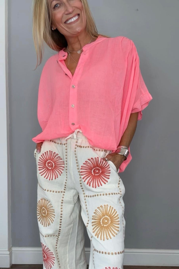 Tate Neon Coral Blouse