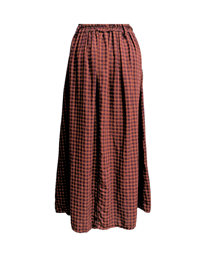 Gisela Checked Maxi Skirt (Black, Burgundy)