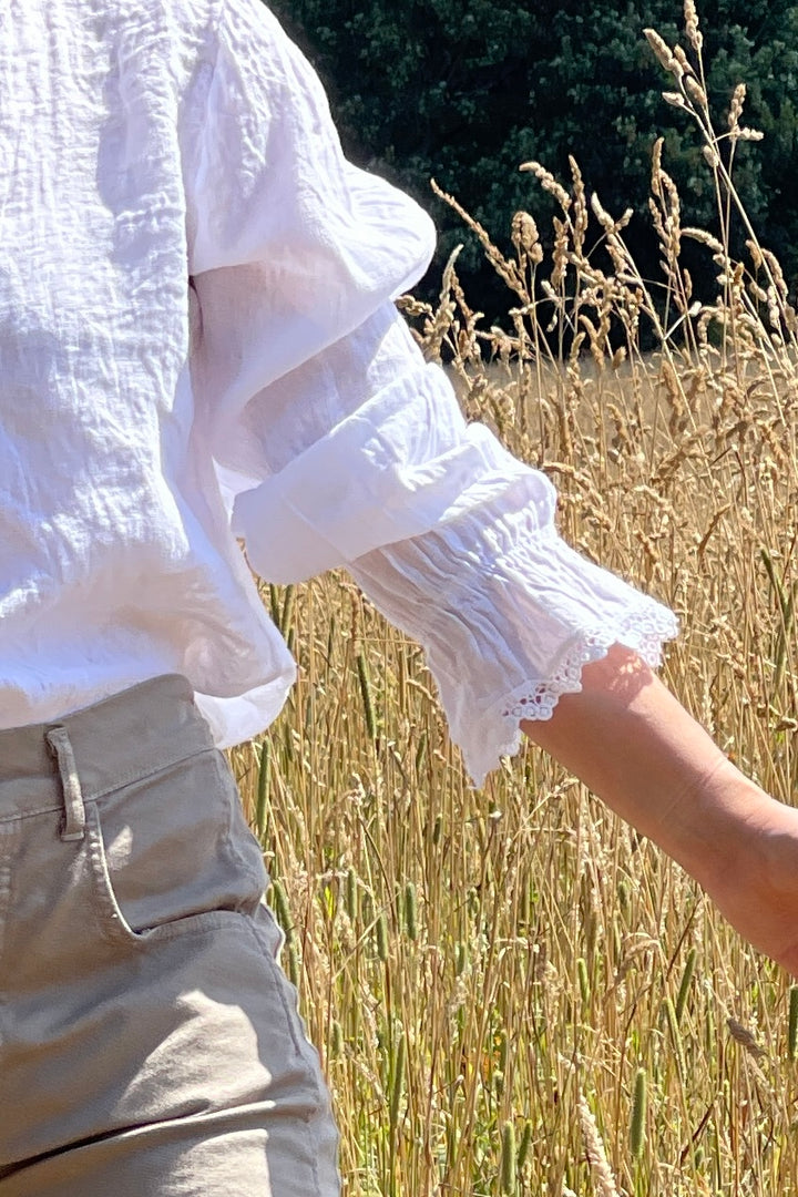 Fliss White Linen Long Sleeve Blouse