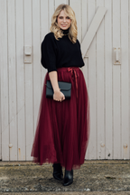 Grace Tulle Skirt | Burgundy