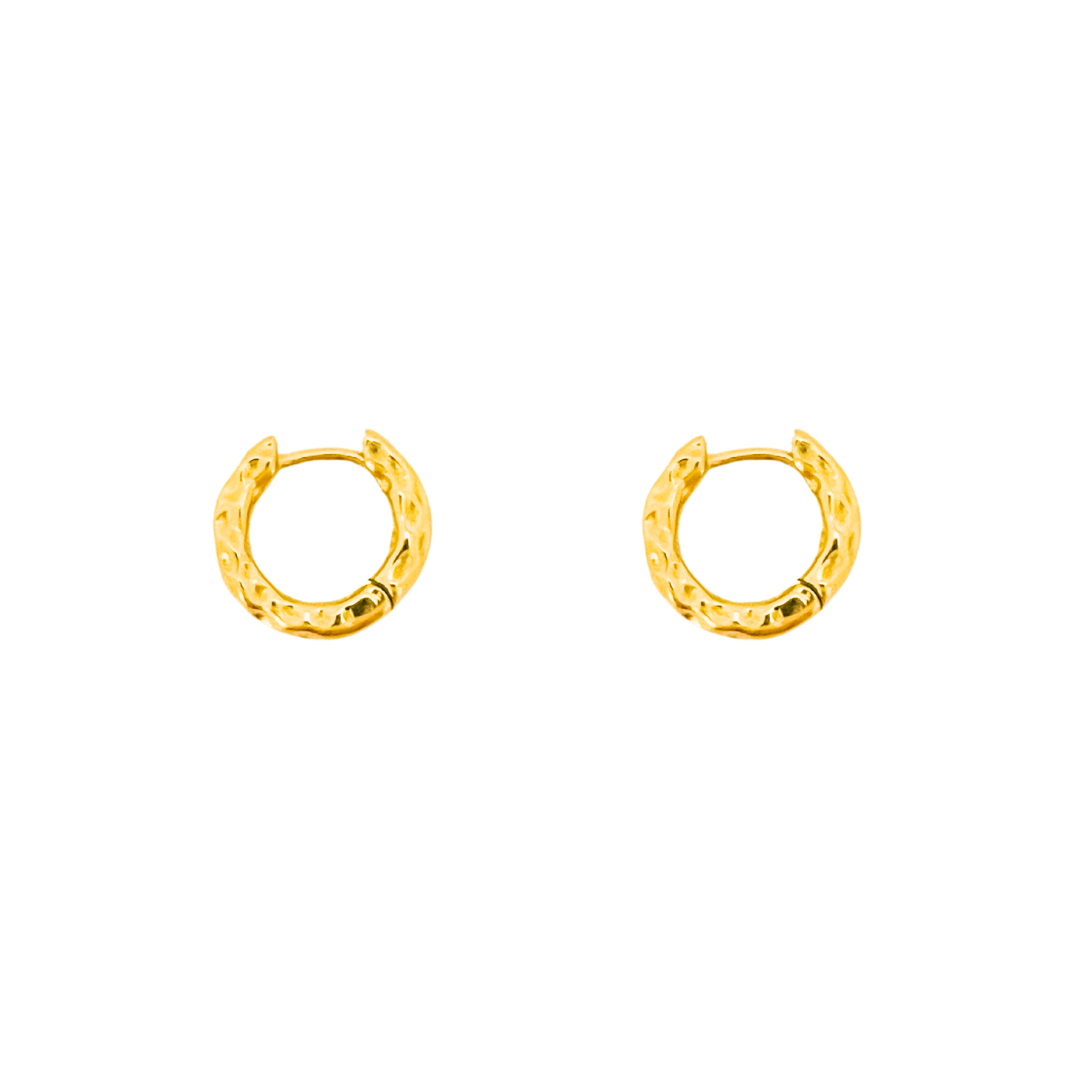 Textured Stainless Steel Hoops | Gold