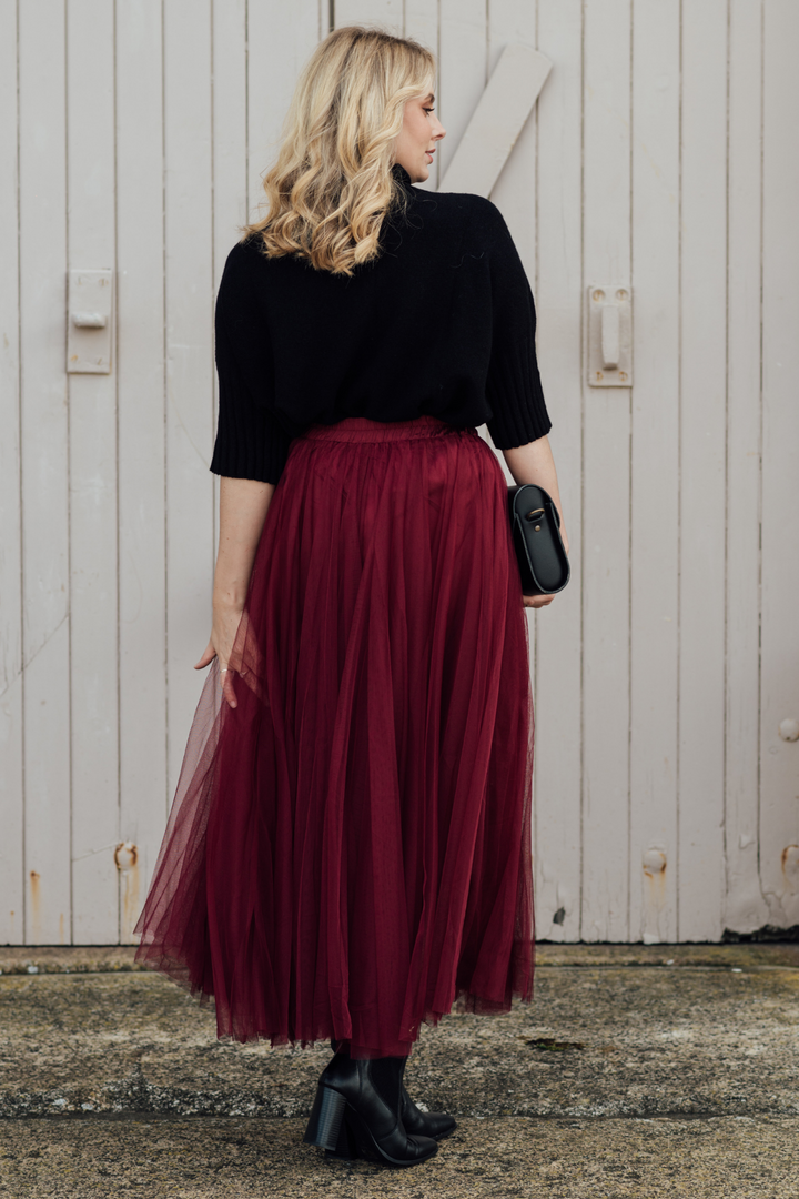 Grace Tulle Skirt | Burgundy