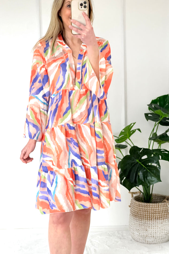 Emi Boho Abstract Dress | Oranges
