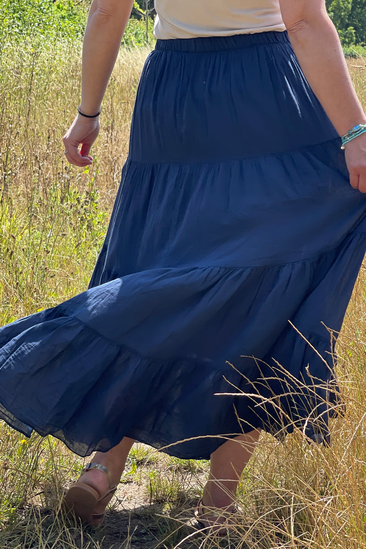 Boho Tiered Cotton Maxi Skirt
