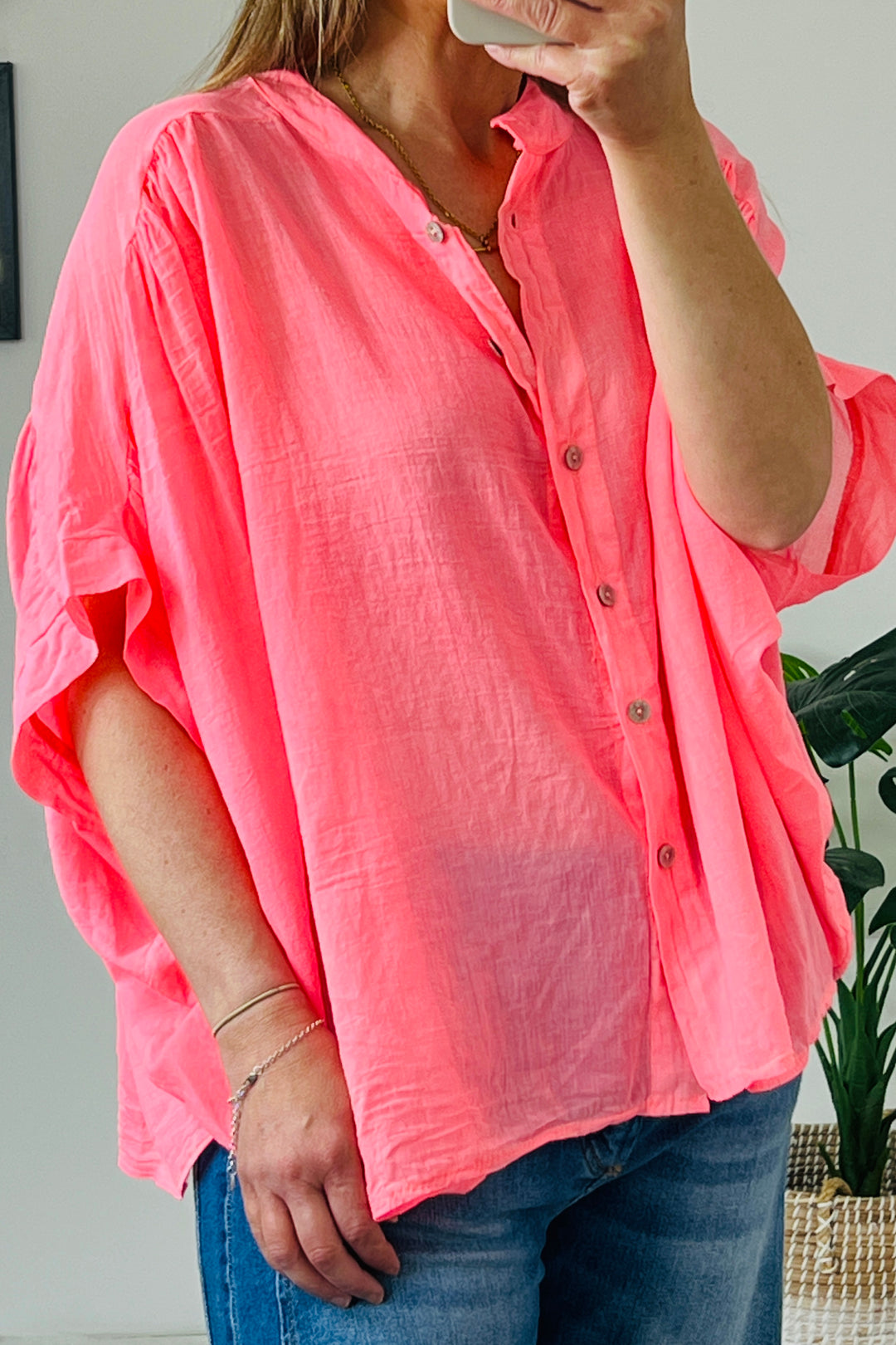 Tate Neon Coral Blouse
