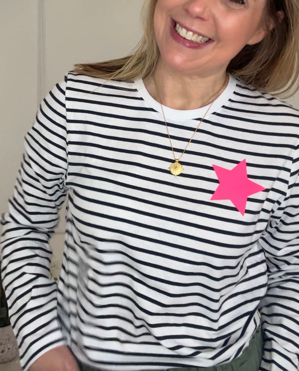 Billie Breton Top with Neon Pink Star or Bolt