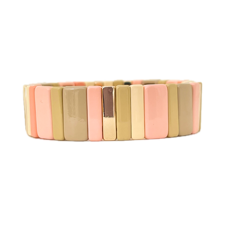 NEW! Boho Enamel Tile Bracelet | Chunky Neutrals & Pinks