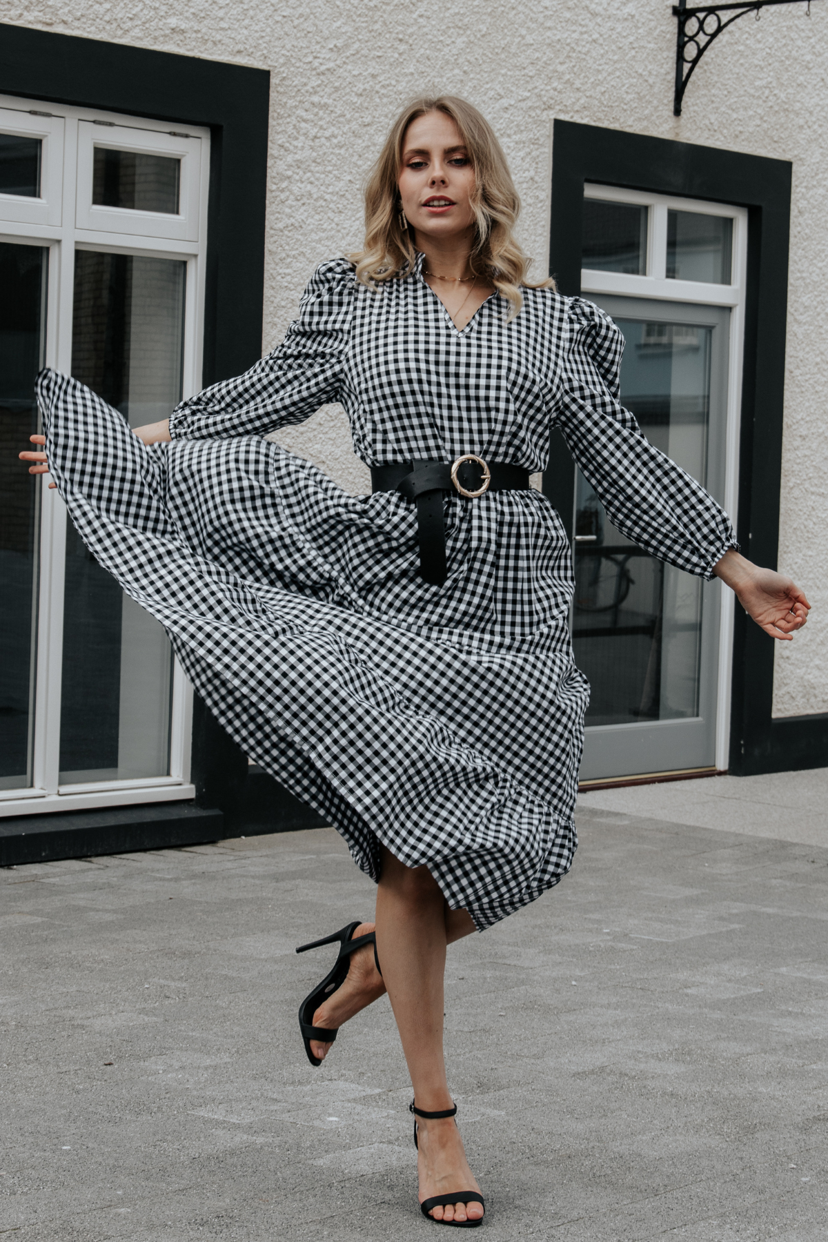 Poppy Midi Dress | Black x White - OUTLET