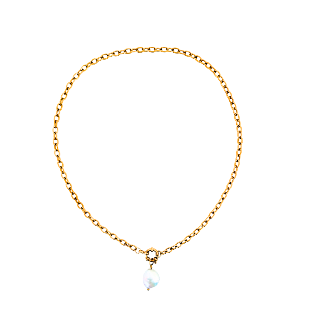 Stainless Steel Freshwater Pearl Drop Necklace