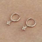 Crystal Flower Huggy Hoop Earrings