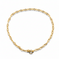 Gold chain bracelet on a white background
