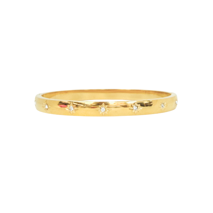 Star Oval Hinged Stainless Steel Bangle