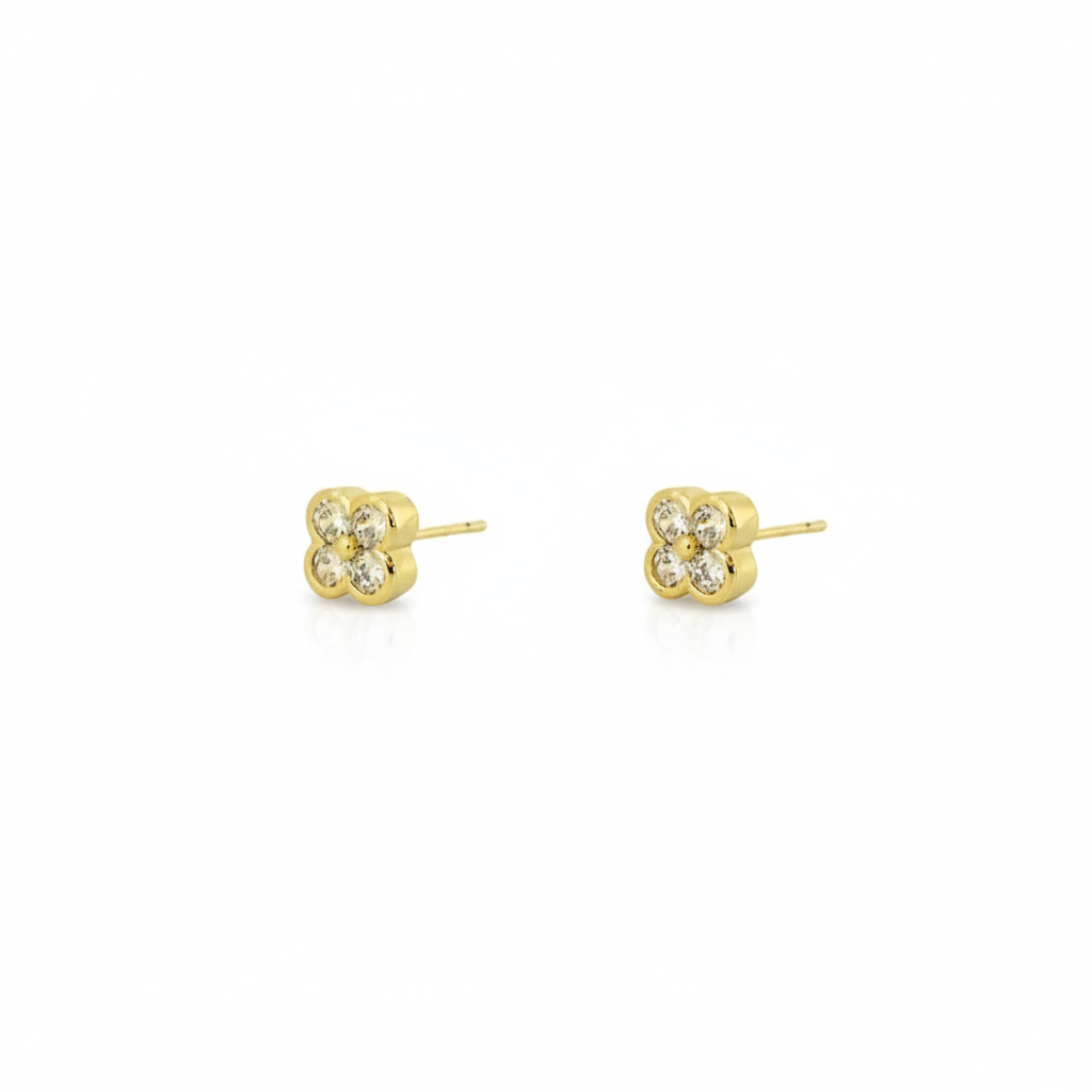 Clover Stud Crystal Earrings