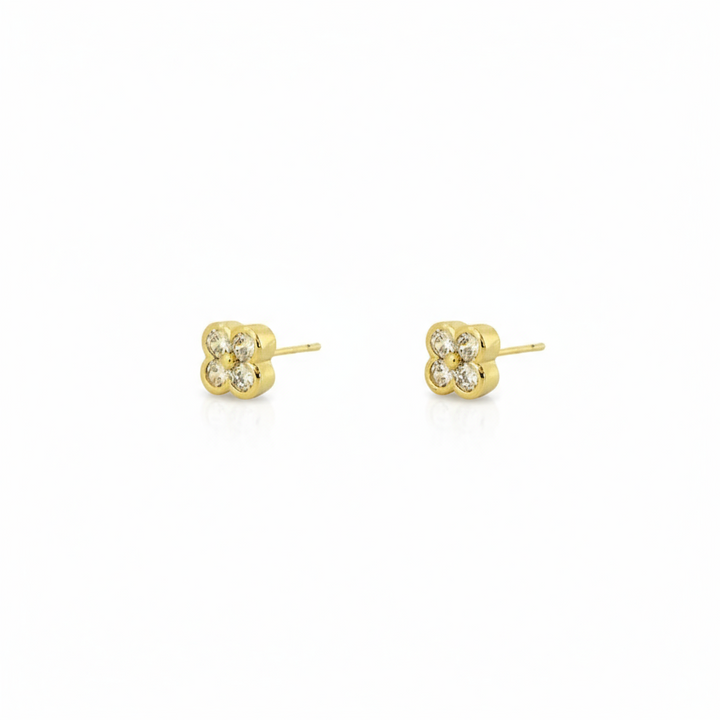 Clover Stud Crystal Earrings