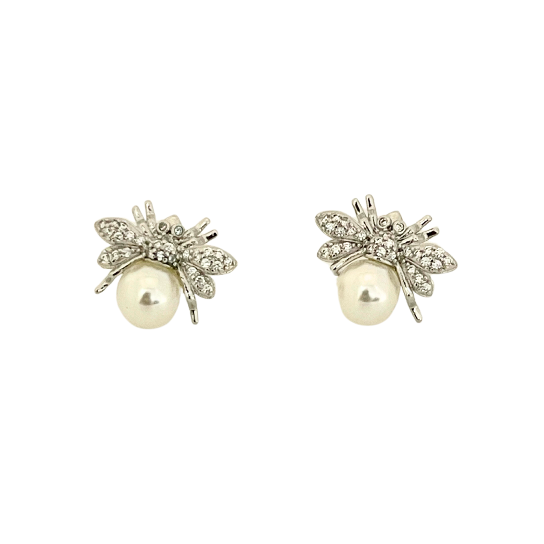 Bee Stud Earrings | Silver