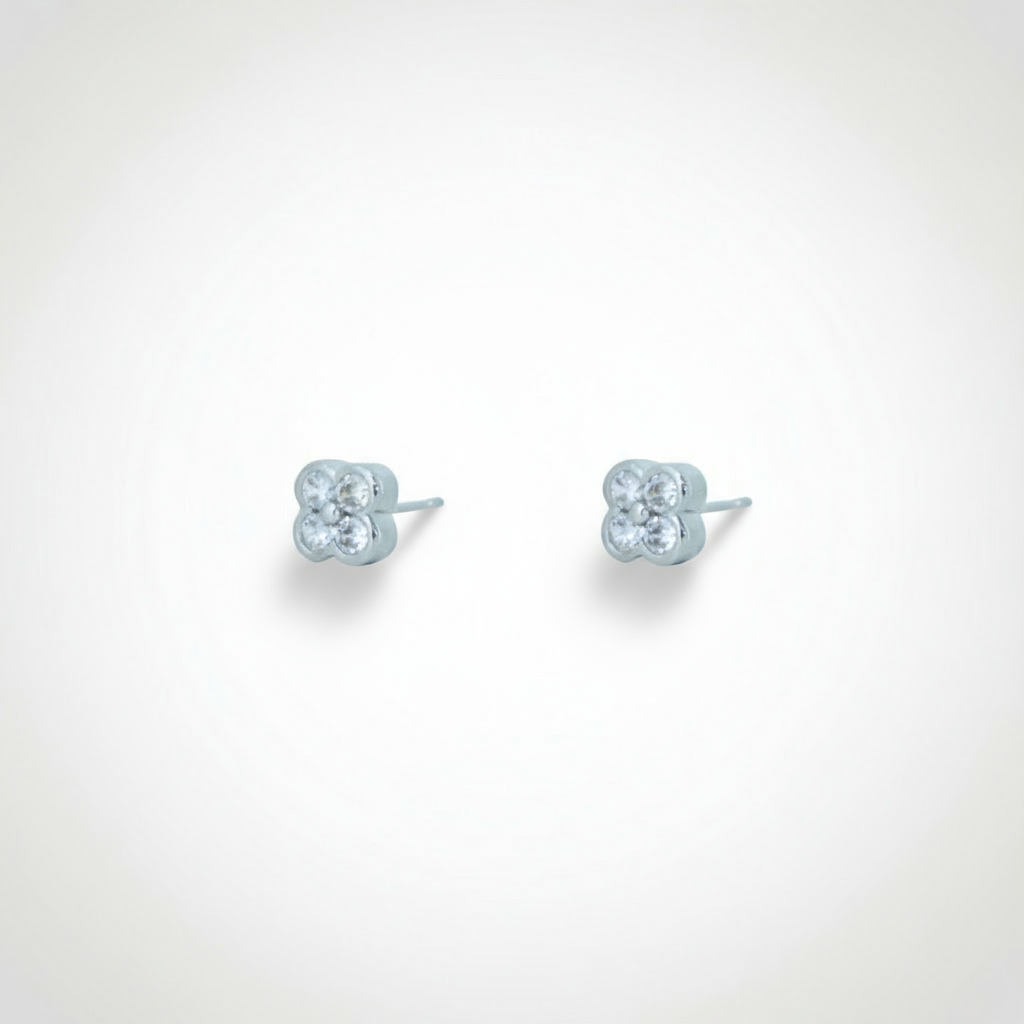 Clover Stud Crystal Earrings