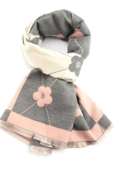 Flora Scarf | Pink x Grey