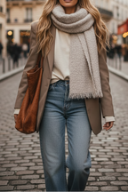 Taupe Boho Blanket Scarf