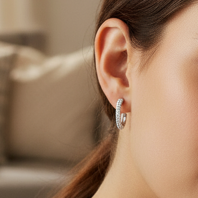 Cubic Zirconia Crystal Hoop Earrings