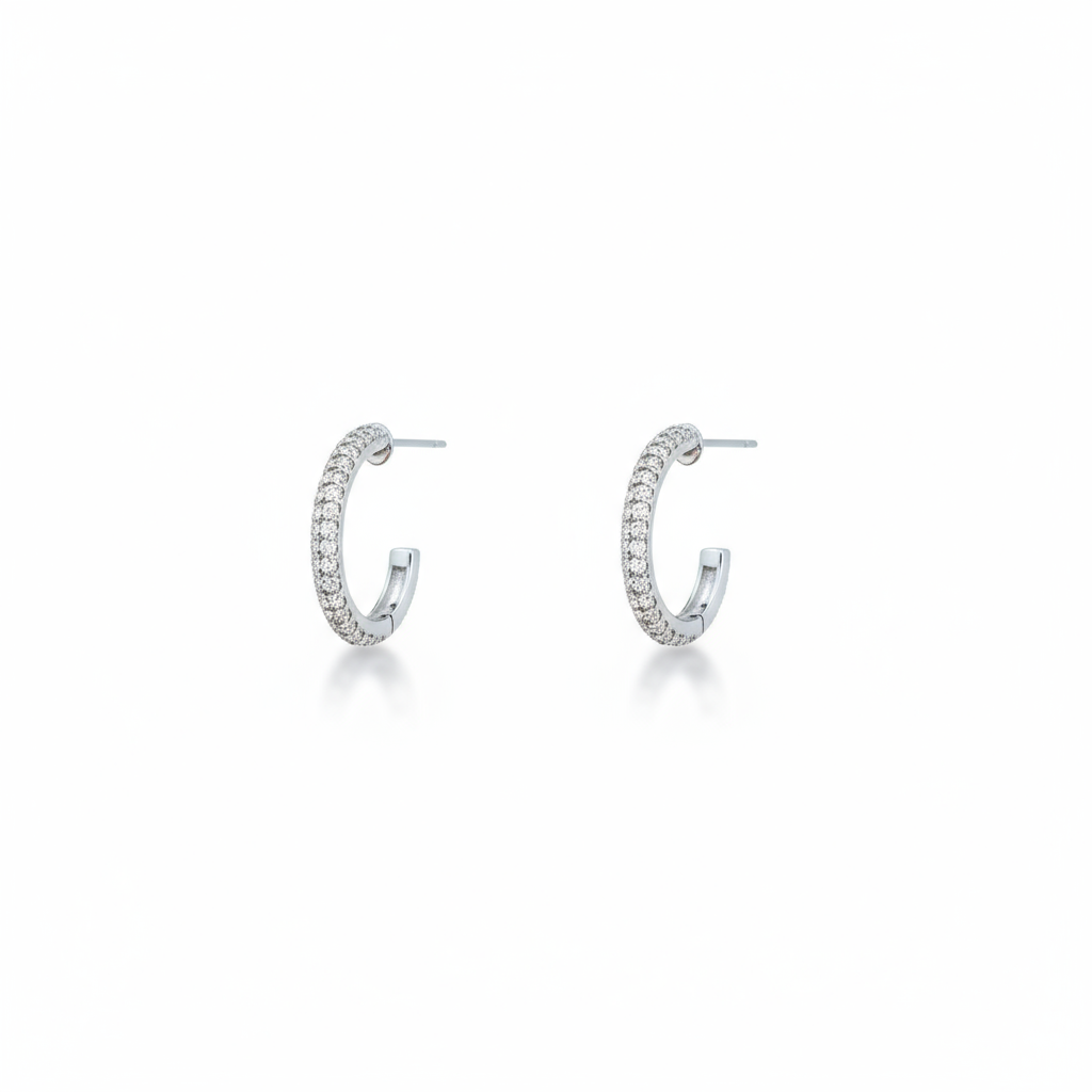 Cubic Zirconia Crystal Hoop Earrings