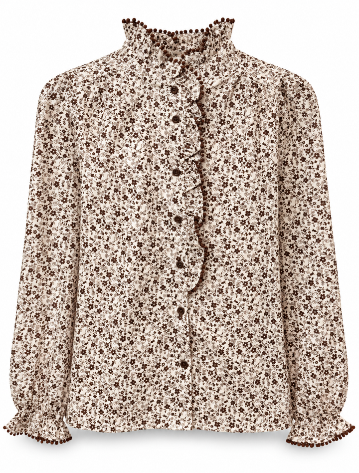 Ava Autumn Floral Ditsy Print Cotton Blouse