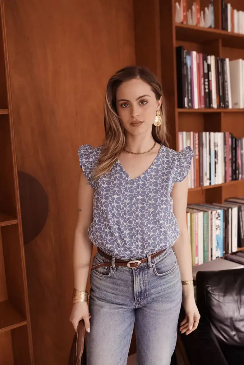 Lia Embroidered Short Sleeve Top