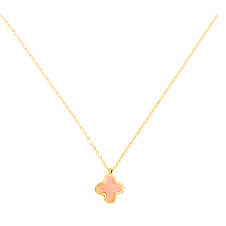 Clover Stainless Steel Necklace | Pink x White