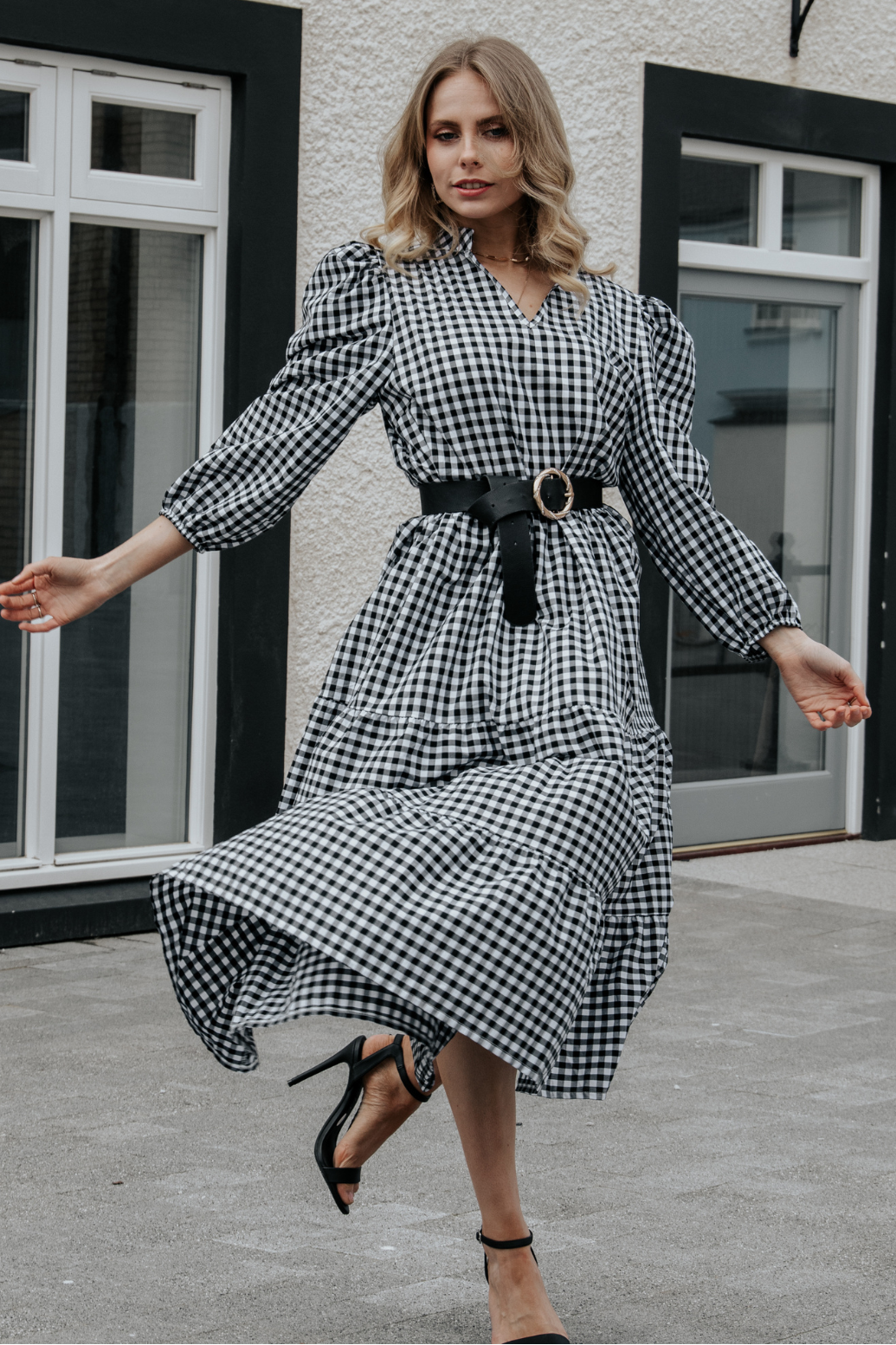 Poppy Midi Dress | Black x White - OUTLET