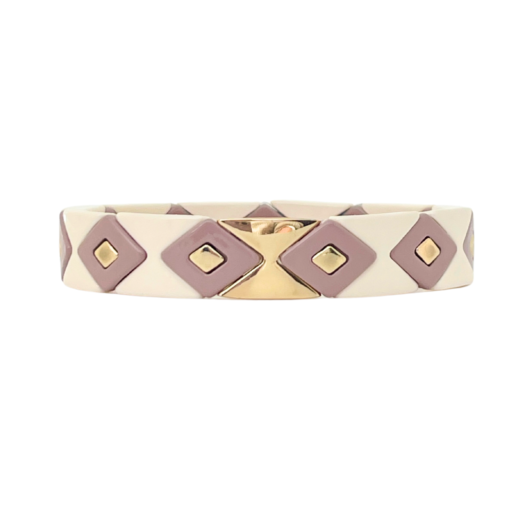 Boho Enamel Tile Bracelet | Aztec Neutrals