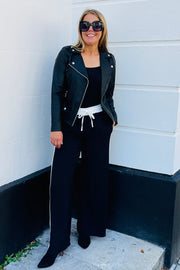 Kris Side Stripe Trousers | Black x White