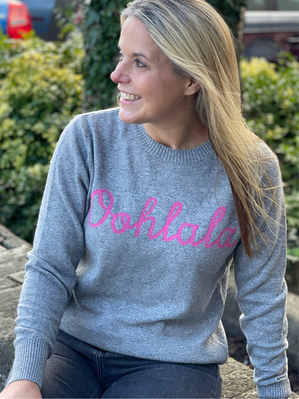 Ooh La La Cashmere Blend Jumper | Grey x Pink