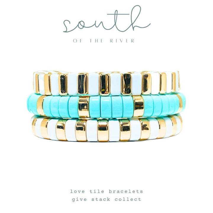 Boho Tile Bracelet | Curved White x Gold