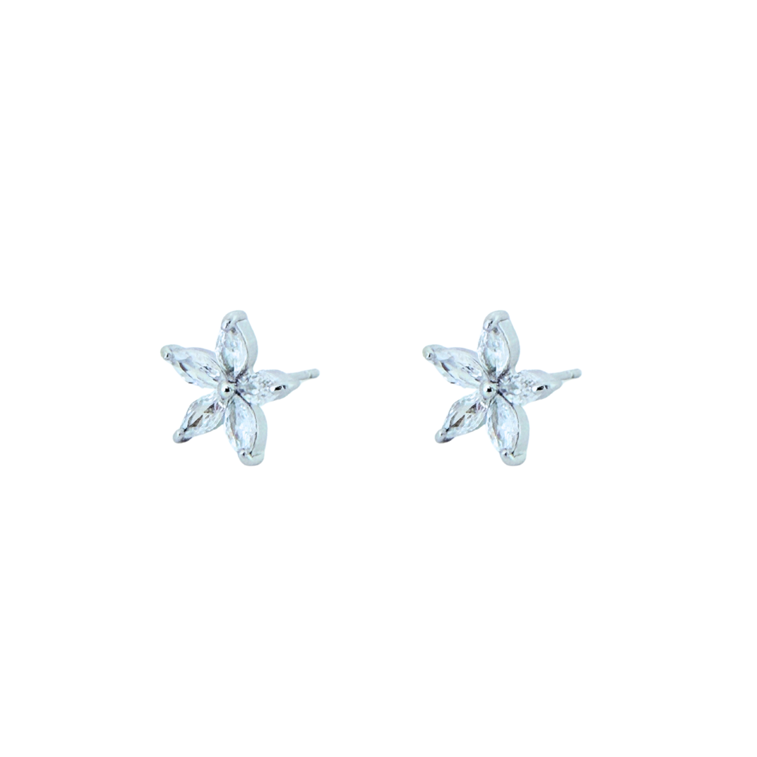 Cubic Zirconia Flower Earrings