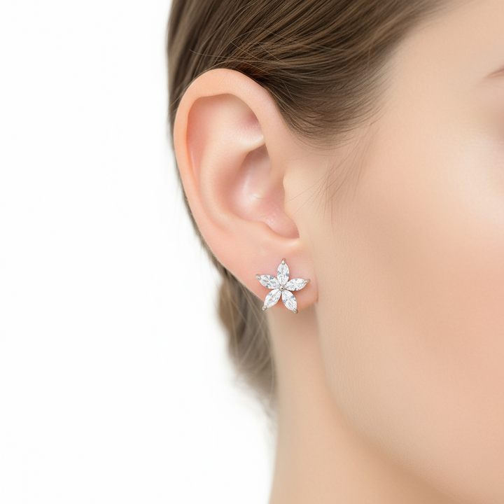 Cubic Zirconia Flower Earrings