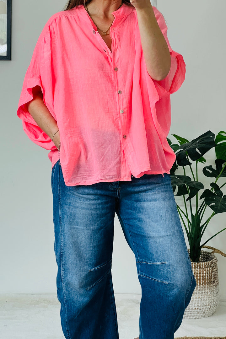 Tate Neon Coral Blouse