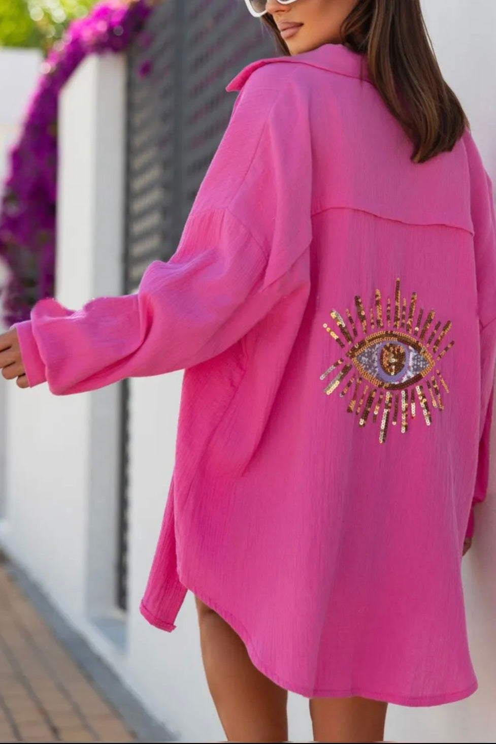 Sia Eye Amulet Oversize Blouse | Hot Pink