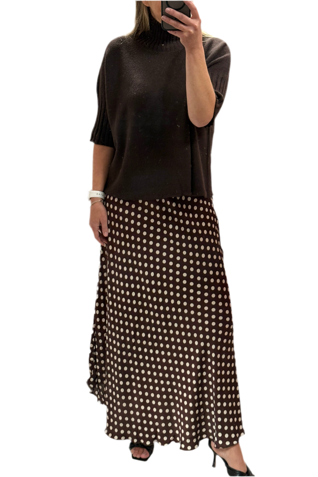 *** PRE ORDER *** Sarah Polka Dot Skirt (Black or Chocolate)