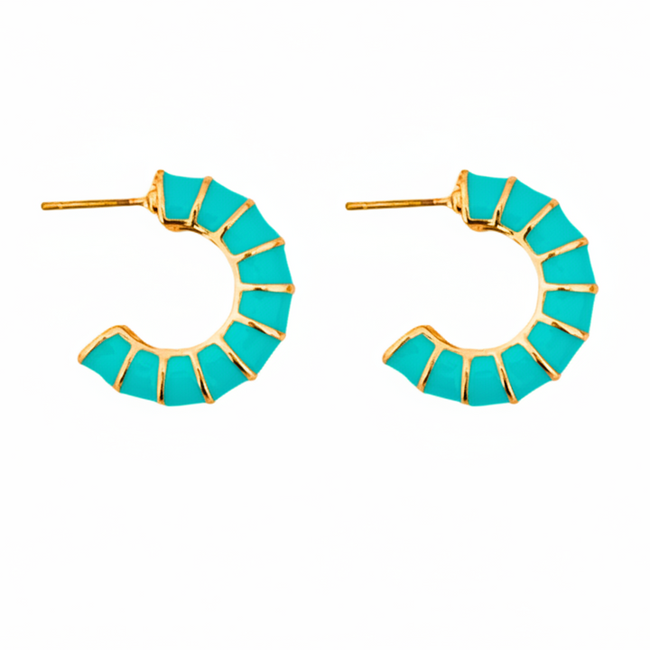 Boho Enamel Bamboo Hoops