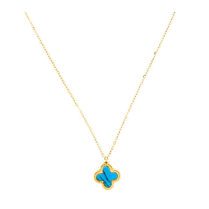 Clover Stainless Steel Necklace | Turquoise x White