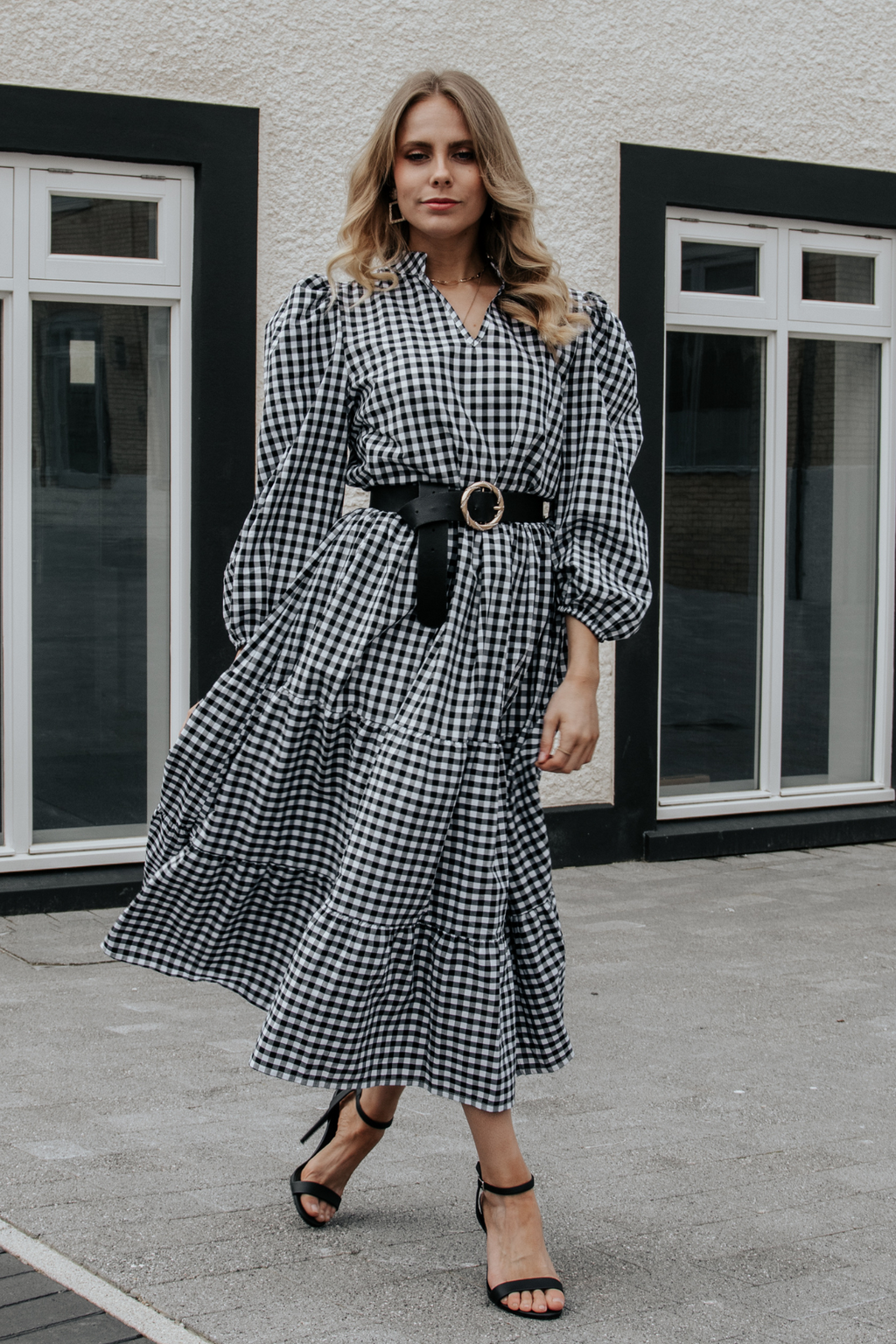 Poppy Midi Dress | Black x White - OUTLET