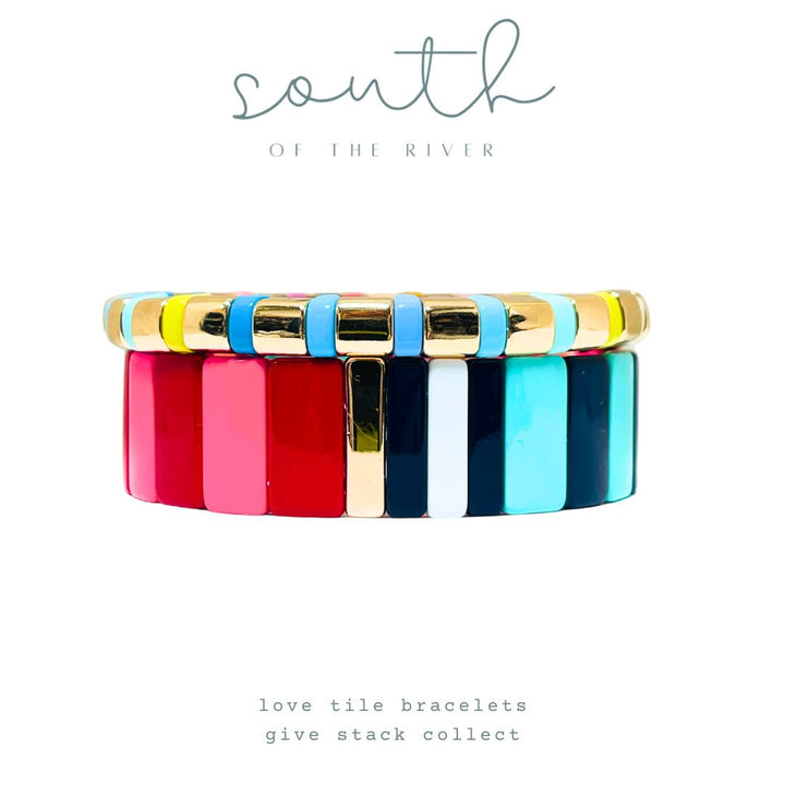 Boho Tile Bracelet | Chunky Neon Pink & Blue