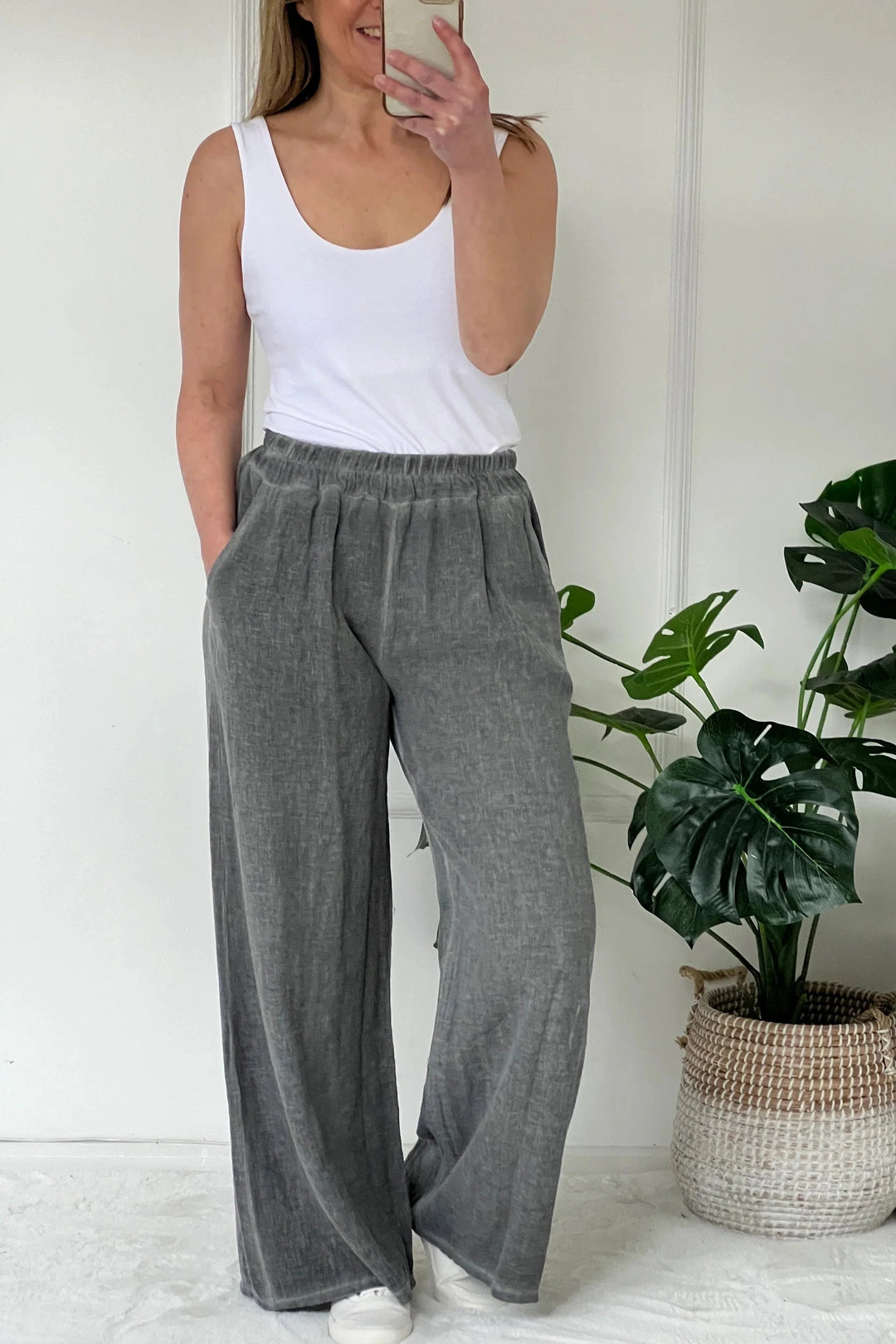 Jelena Washed Linen Trousers | French Grey
