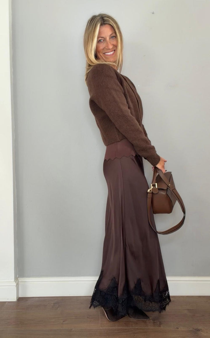Sarah Lace Slip Silk Blend Skirt